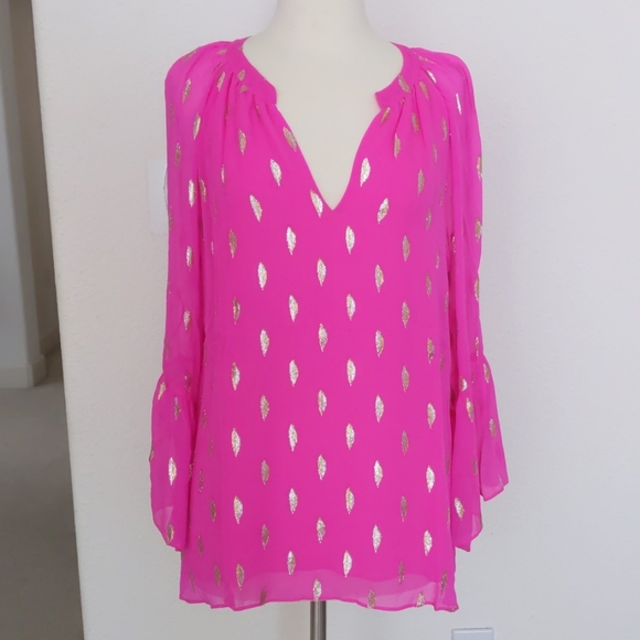 Lilly Pulitzer Silk top with gold - Picture 1 of 9